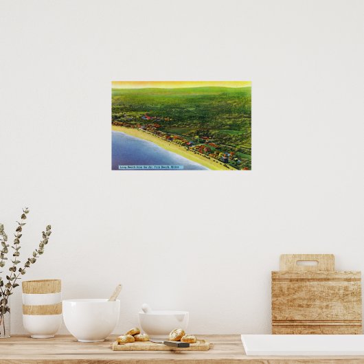 Luftbild von Long Beach am York Beach Poster (Küche)