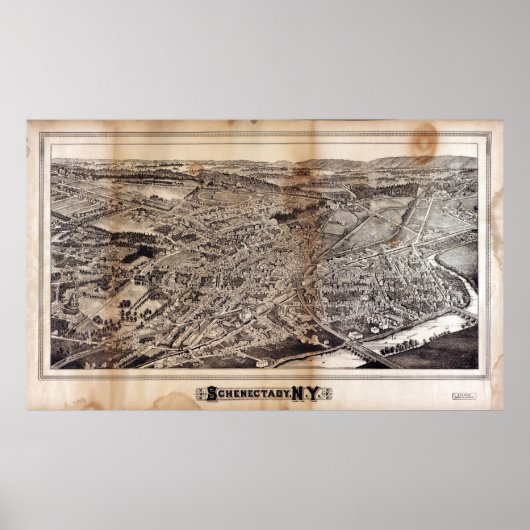 Luftbild von Schenectady, New York (1882) Poster (Vorne)
