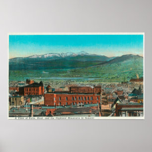 Luftbild von Stadt und Hochland Poster