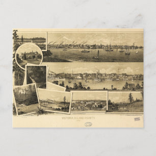 Luftbild von Victoria, British Columbia (1884) Postkarte