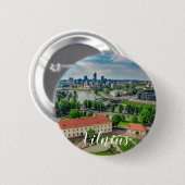 Luftbild von Vilnius, Litauen Button (Vorne & Hinten)