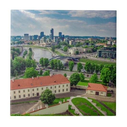 Luftbild von Vilnius, Litauen Fliese (Vorderseite)