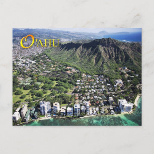 Luftbild von Waikiki Beach und Diamond Head Postkarte
