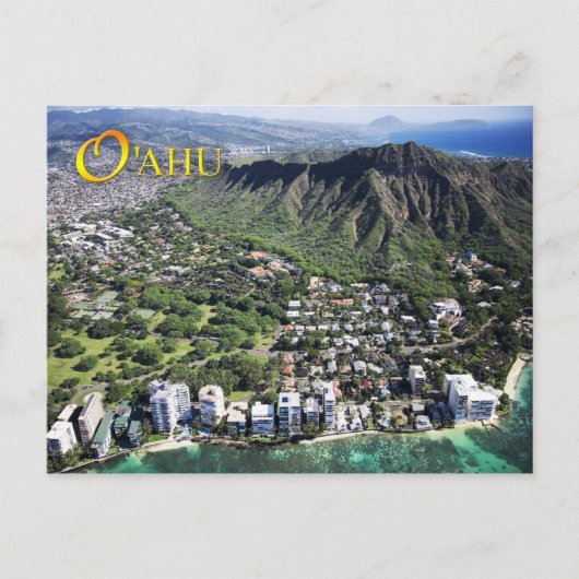 Luftbild von Waikiki Beach und Diamond Head Postkarte (Vorderseite)