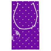 Luftblase auf lila Polka-Punkt Kleine Geschenktüte (Rückseite)