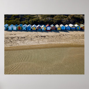 Luftblick auf den Brighton-Strand in Melbourne Poster