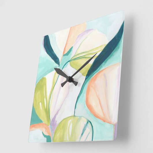 LüfterBlume IV Quadratische Wanduhr (Winkel)