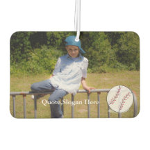 Lufterfrischer mit Kinderfoto, Baseball-Zitat und