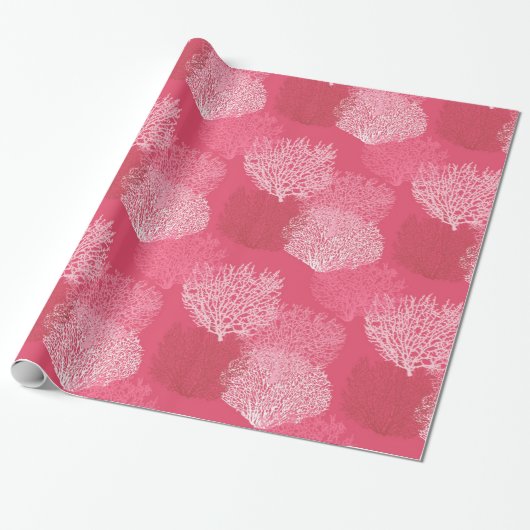Lüfterkorallenprint, Korallenfarben Geschenkpapier (Ungerollt)