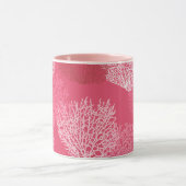 Lüfterkorallenprint, Korallenfarben Tasse (Zentrum)