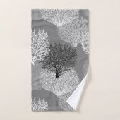 Lüfterkorallenprint, Silbergrau/Grau Badhandtuch Set (Handtuch)