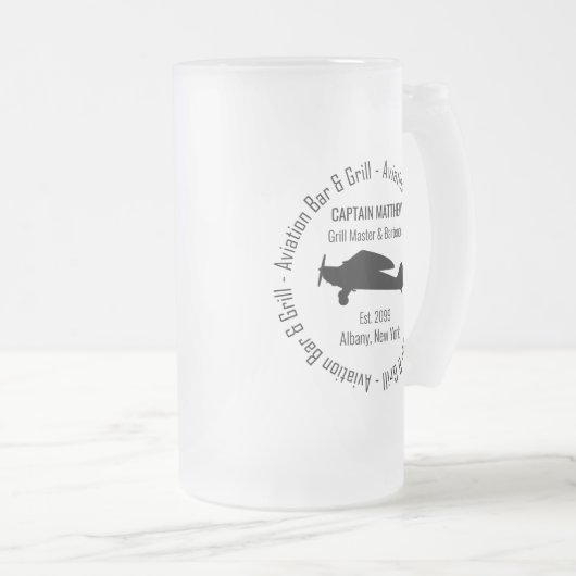 Luftfahrt-Bar und Grill-Trinkbehälter Mattglas Bierglas (VorderseiteRechts)