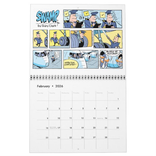 Luftfahrt-Cartoon-Sammelkalender Kalender (Feb 2026)
