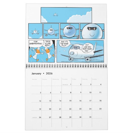 Luftfahrt-Cartoon-Sammelkalender Kalender (Jan 2026)