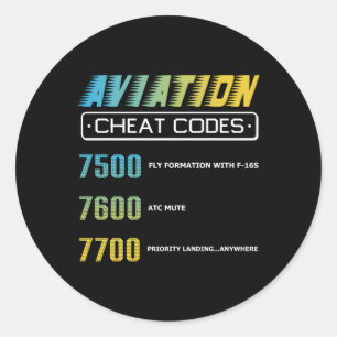Luftfahrt Cheat Codes Aviation Pilo Runder Aufkleber