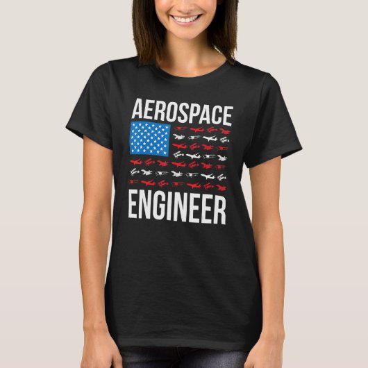 Luftfahrt-Engineering USA Flag Aerospace Engineer T-Shirt (Vorderseite)