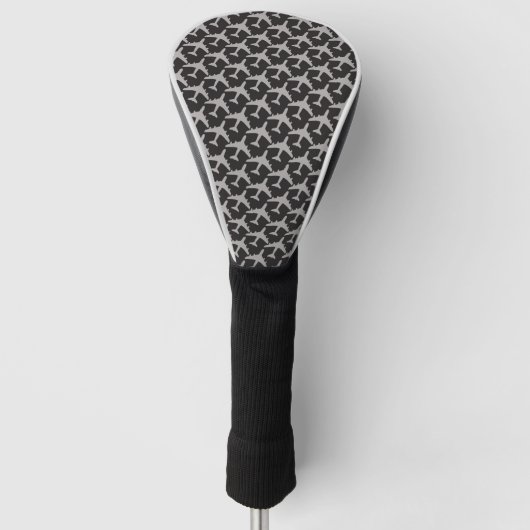 Luftfahrt Flugzeug Muster Schwarz Grau Pilot Strom Golf Headcover (Vorderseite)