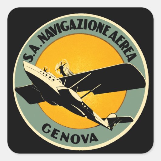 Luftfahrt ~ Genua Quadratischer Aufkleber (Vorderseite)