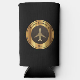 Luftfahrt - Gold-Flugzeug-Logo Seltzer kann kühlen Selters Dosenkühler