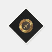 Luftfahrt - Gold-Flugzeuglogo Napkins Serviette (Ecke)