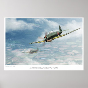 Luftfahrt-Kunst-Plakat "Mitsubishi A7M Reppū " Poster