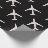 Luftfahrt mit Funky Graues Flugzeug Black Backgrou Geschenkpapier (Ecke)