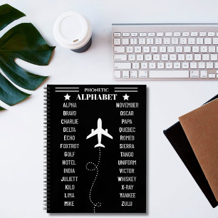 Luftfahrt NATO Buchstabieralphabet Flugzeug Einfac Notizblock