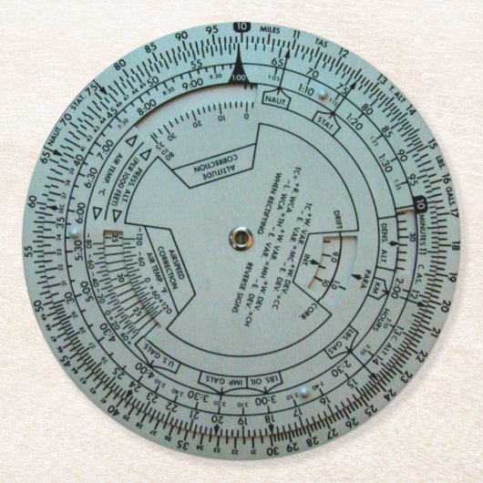 Luftfahrt-Navigationssystem Runder Pappuntersetzer (Vorderseite)