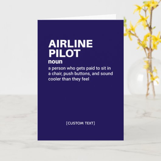Luftfahrt-Pilot - Funny Definition Card Karte (Gelbe Blume)