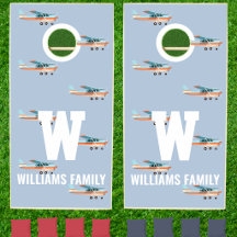 Luftfahrt Retro Blau Pilot Familie Monogramm Flugz