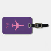 Luftfahrt Rosa Glitter Flugzeug Gepäckanhänger (Vorderseite horizontal)