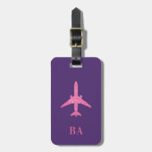 Luftfahrt Rosa Glitter Flugzeug Gepäckanhänger (Vorderseite vertikal)