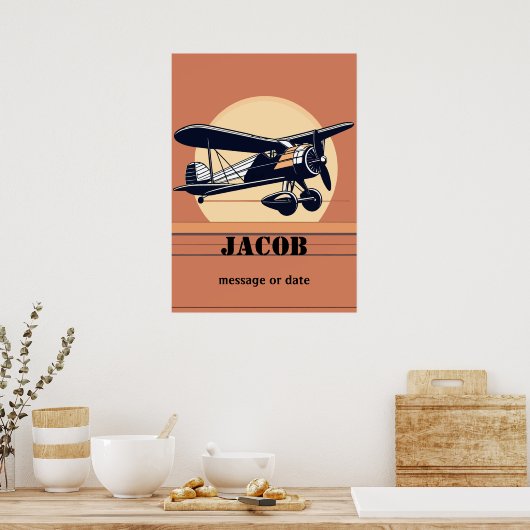 Luftfahrt-Rückflugzeug | Name Poster (Küche)