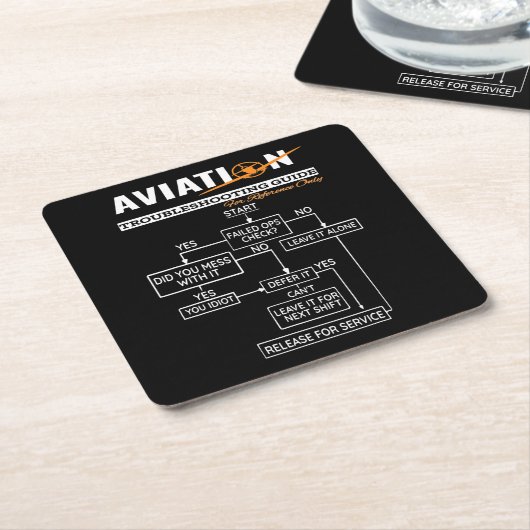 Luftfahrt-Trouble-Shooting Guide Rechteckiger Pappuntersetzer (angewinkelt)