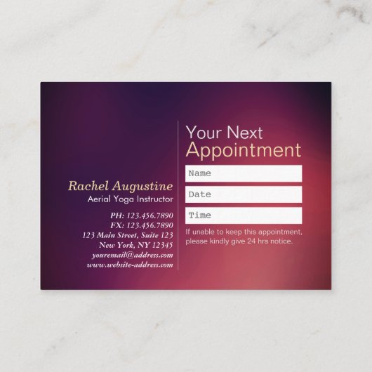 Luftfahrt YOGA Instructor 10 Class Pass Termin Treuekarte (Rückseite)