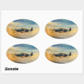 Luftfahrtkunst Ovaler Aufkleber (Blatt)