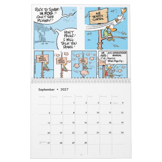 Luftfahrtskalender für den Piloten Cartoon Kalender (Sep 2027)