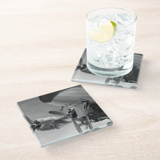 Luftfahrtzeichen Glasuntersetzer (Schrägansicht)