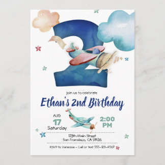Luftfahrzeug 2. Geburtstag Einladung - Flugzeugthe