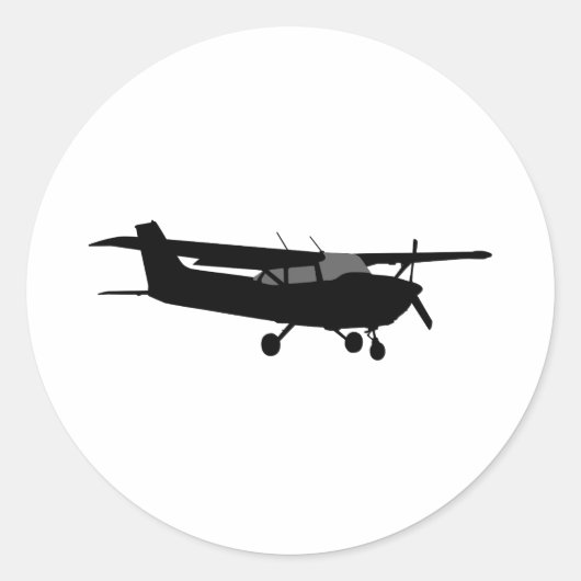 Luftfahrzeug Classic Cessna Schwarze Silhouette Fl Runder Aufkleber (Vorderseite)