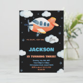 Luftfahrzeug Einladung zum Geburtstag Orange Black (Stehend Vorderseite)