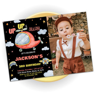 Luftfahrzeug Einladung zum Geburtstag Rot Schwarz 