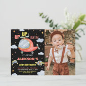 Luftfahrzeug Einladung zum Geburtstag Rot Schwarz  (Stehend Vorderseite)