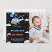 Luftfahrzeug Einladung zum Geburtstag Schwarz mit  (Vorderseite)