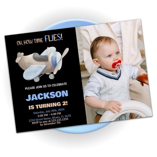 Luftfahrzeug Geburtstagseinladungen Brawn Black w  Einladung