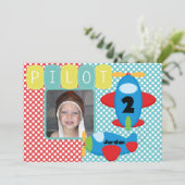 Luftfahrzeug-Pilot für kundenspezifisches Foto zum Einladung (Stehend Vorderseite)