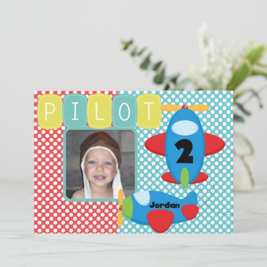 Luftfahrzeug-Pilot für kundenspezifisches Foto zum Einladung (Stehend Vorderseite)