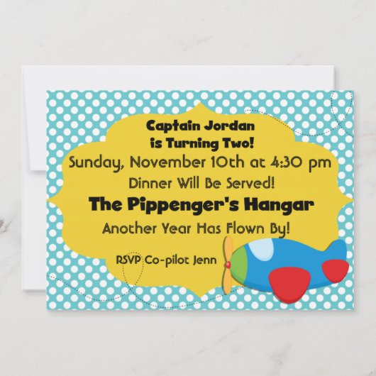 Luftfahrzeug-Pilot für kundenspezifisches Foto zum Einladung (Rückseite)