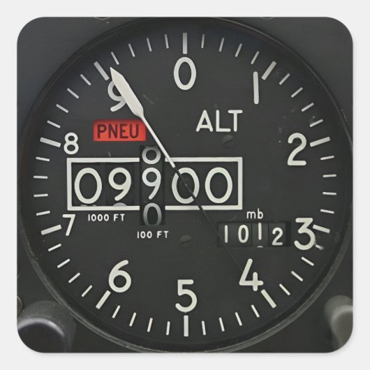 Luftfahrzeuge Avionics Altimeter Quadratischer Aufkleber (Vorderseite)