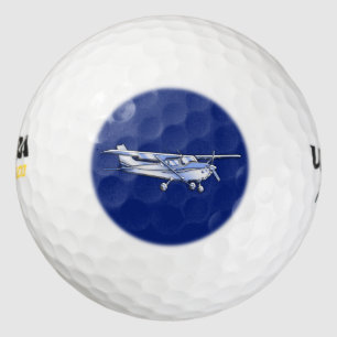 Luftfahrzeuge Chrom Cessna Silhouette Flying on Bl Golfball